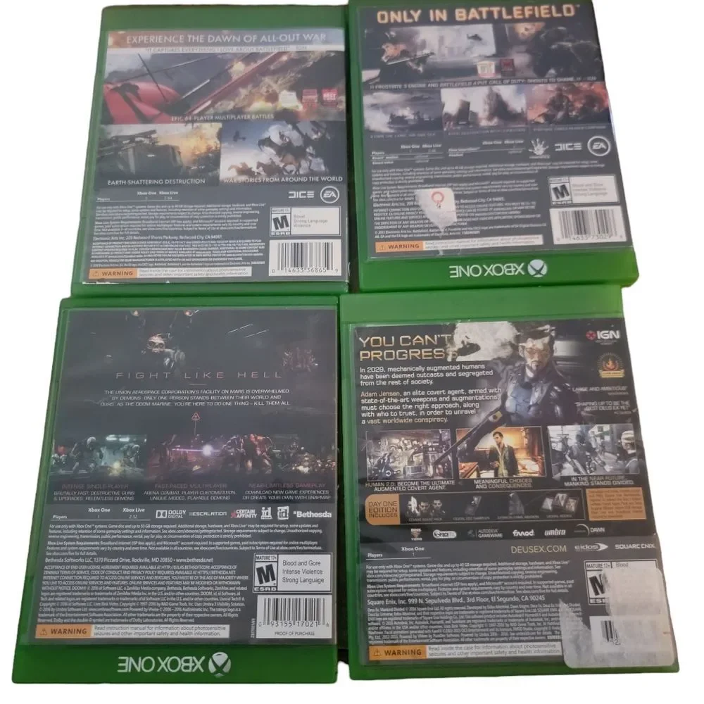 Xbox One Bundle Lot battlefield, doom, Video games